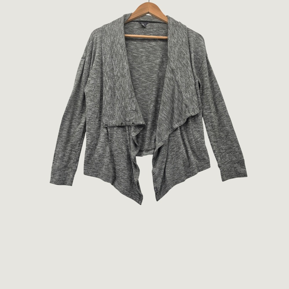 Eddie Bauer Gray Marl Draped Convertible Cardigan Sweater Women's Medium M Wrap